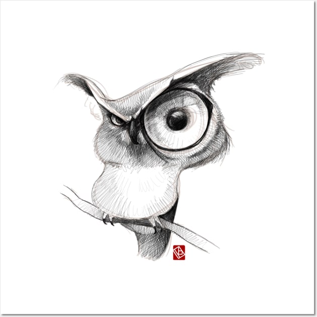 Funny sketchy Owl Wall Art by Khasis